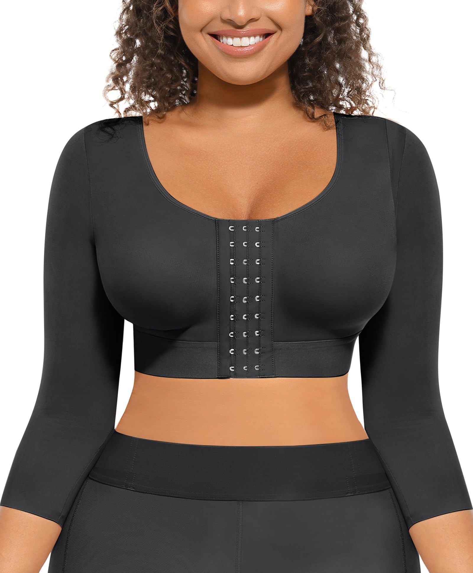 Arm Shaper for Women Post Surgery Arm Lipo Compression Sleeves Slimming Arm Faja Front Closure Shapewear Bra