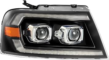 AlphaRex 04-08 Ford F150 PRO-Series Projector Headlights Alpha-Black w/Sequential Signal and DRL