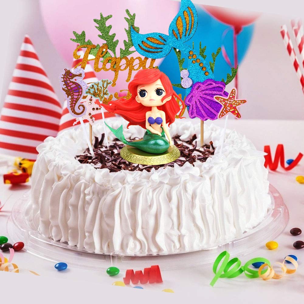 Mermaid Party Cupcake Toppers, 32 Pieces Mermaid Cake Topper, Birthday
