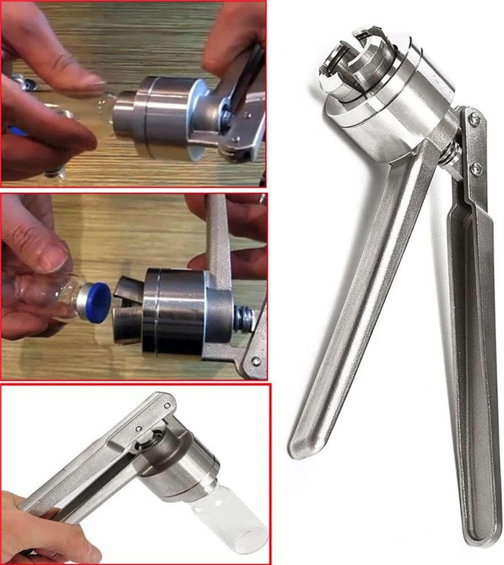Outil de sertissage de bouchon de bouteille rabattable, sertissage manuel, capsuleuse de bouteille d'antibiotiques, capsulage à main,(20MM)