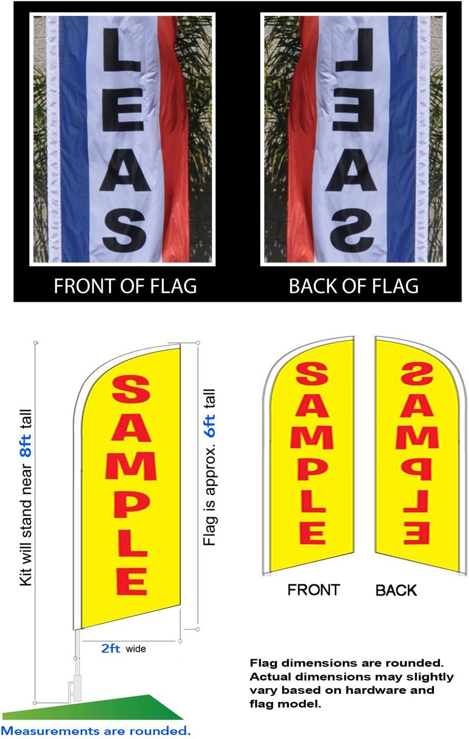 Open House Blue Feather Flag Sign for Real Estate, Advertising Feather Banner Flag with 8 foot Flag Pole Kit, Ground Stake, and Travel Bag, Signs for Agents (FFN-9000)