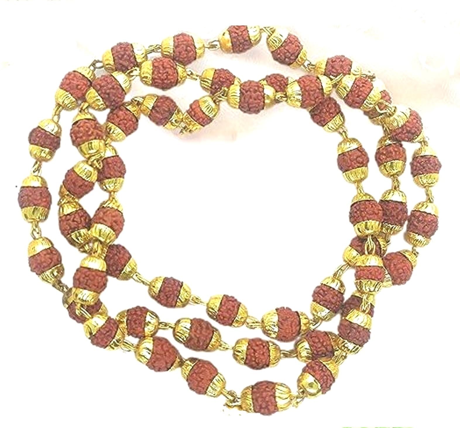 TIRUPATI Deals-5 Mukhi Rudraksha Mala One Gram Yellow Gold Plated Brass Chain (B072HL9493) Amazon Price History, Amazon Price Tracker