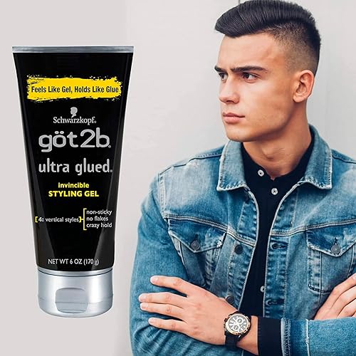 Miniatura 7 de GOT 2B Ultra GLUED INVINCIBLE STYLING GEL 1.25 oz (paquete de 2) con banda de pelo negro adicional, juego de peinado de sujeción fuerte