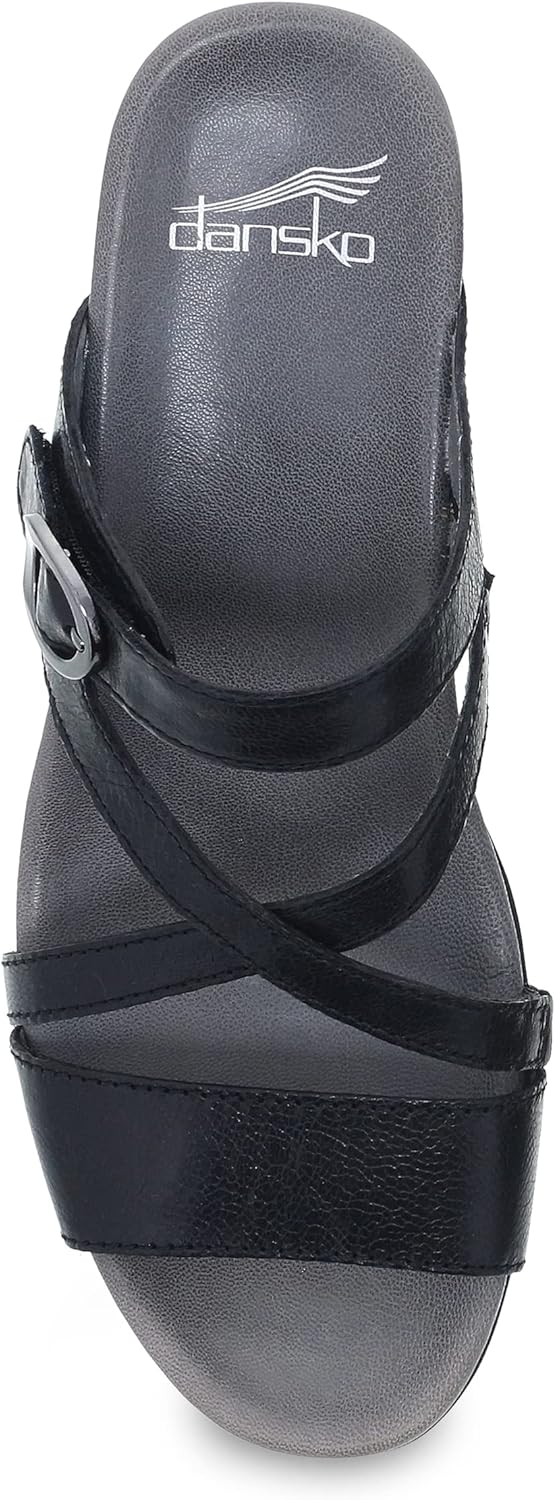 Ana Wedge Sandal for Women – Cushioned, Contoured Footbed for All-Day Comfort and Support – Adjustable Hook & Loop Strap with Buckle Detail – Lightweight Rubber Outsole