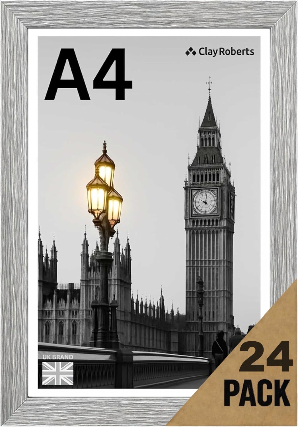 A4 Light Grey Photo Frame – Modern A4 Frame for Certificates, Pictures & Prints, Wall Hanging (Portrait or Landscape), Document & Poster Frame UK