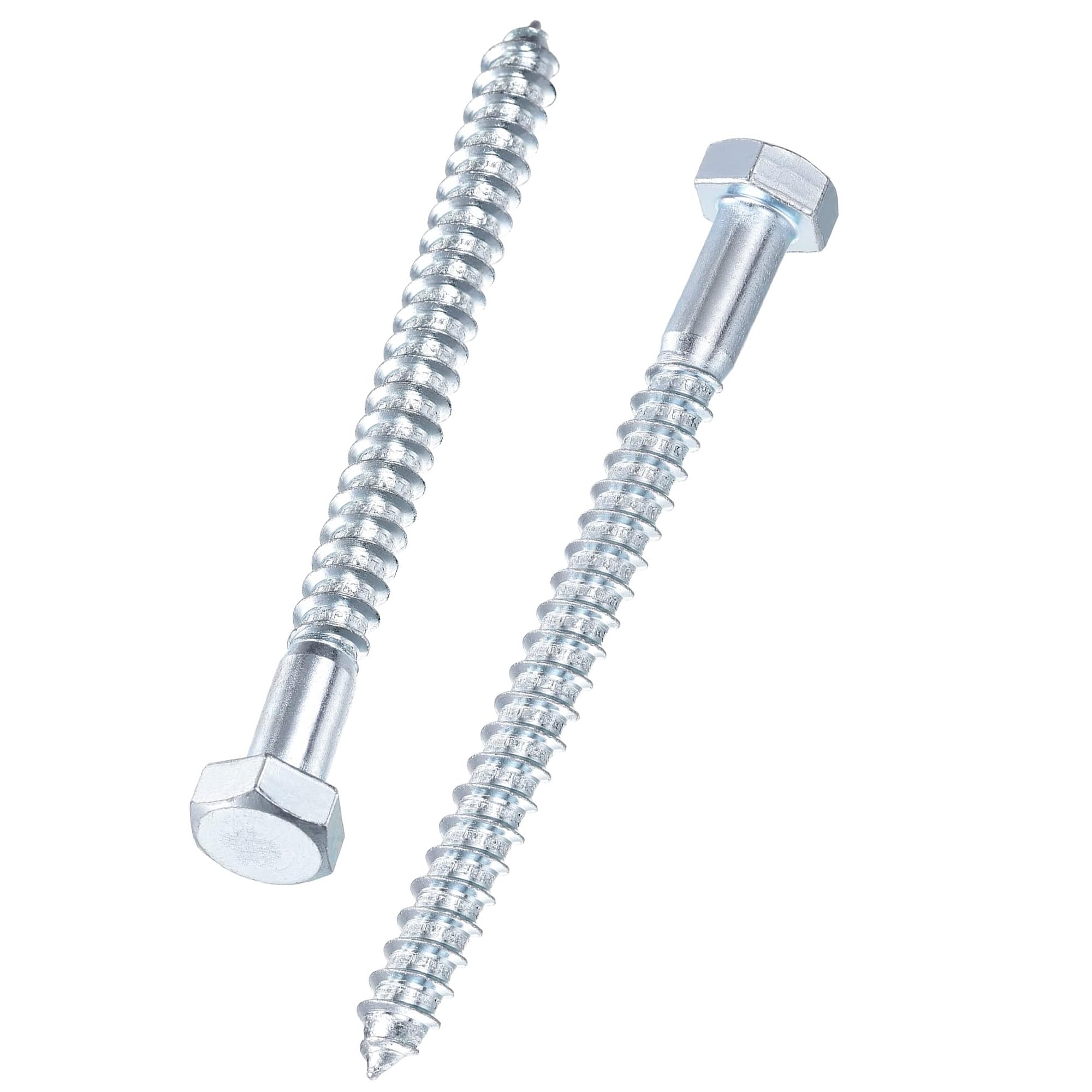 Unifizz 25 Pcs Hex Lag Screws, M6 x 80mm Carbon Steel Zinc Plated Wood Bolts