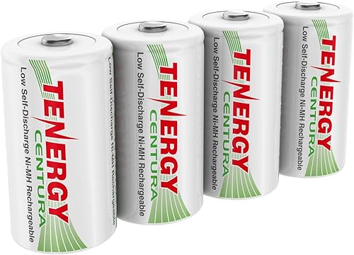 Tenergy Centura - Batería recargable NiMH de 12 V batería de celdas D de baja autodescarga batería precargada paquete de 4 unidades certificado UL