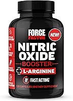 Vista 1 de FORCE FACTOR Potenciador de óxido nítrico, fórmula de acción rápida con L-arginina, aumenta los niveles de óxido nítrico, maximiza las bombas