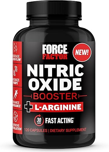 FORCE FACTOR Potenciador de óxido nítrico, fórmula de acción rápida con L-arginina, aumenta los niveles de óxido nítrico, maximiza las bombas
