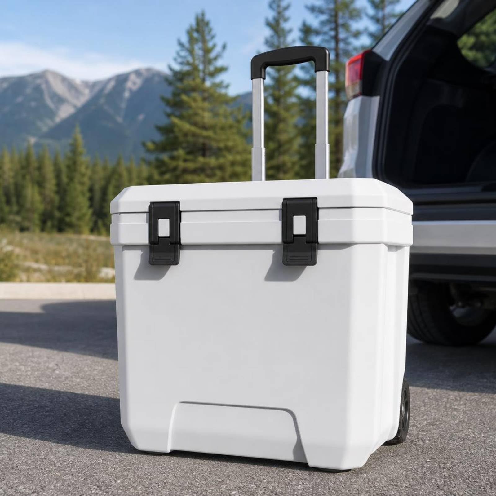 MagiDeal Ghiacciaia con Ruote Frigo Portatile Borsa Frigo Contenitore Termico a Scocca Coperchio Sicuro Scarico di Pulizia in PP