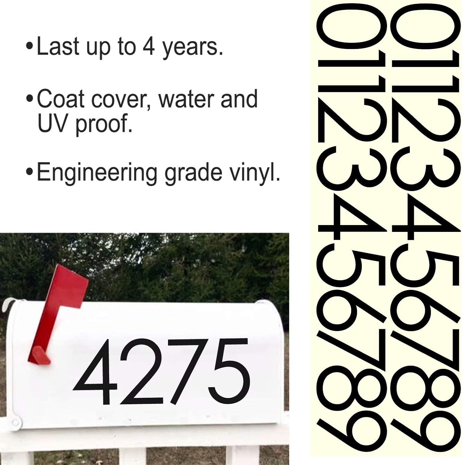 Diggoo 5" Mailbox Numbers Sticker Decal Die Cut Classic Style Vinyl Number Self Adhesive 2 Sets for Mailbox, Signs, Window, Door, Cars, Trucks, Home, Business, Address Number- Black