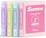 SUNEE 3 Beurre à anneaux 1 1 cm 4 Emballage, effacer la vue 1" Reliures Trois anneaux sans PVC (Fit 8,5x11 pouces) pour fournitures scolaires ou de bureau, pastel assorti