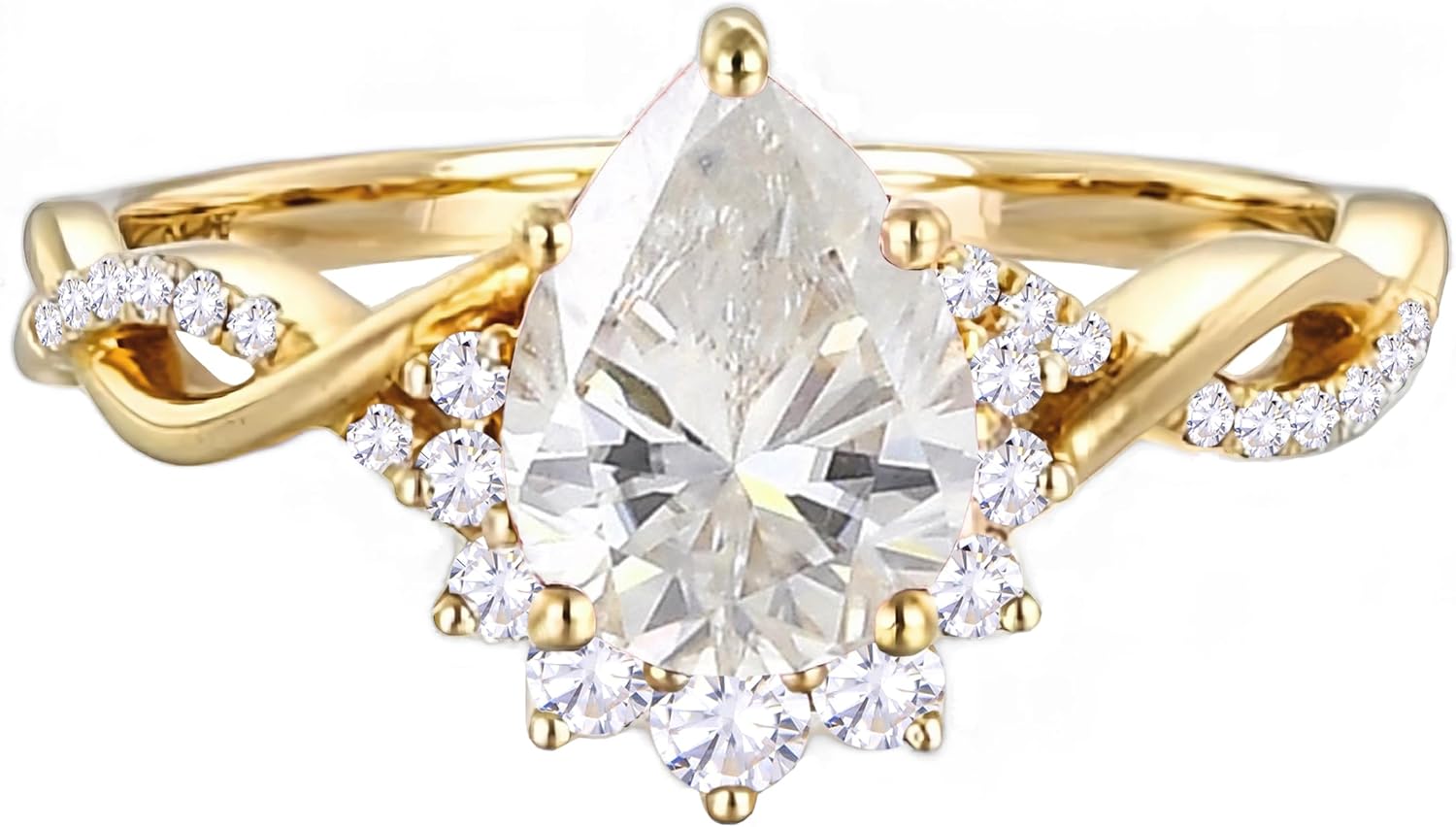 10K/14K/18K Solid Gold 1CT Pear-cut Gemstone Vintage Engagement Ring for Women Birthstone Wedding Promise Anniversary Rings for Her Wife Bridal Size 4~12