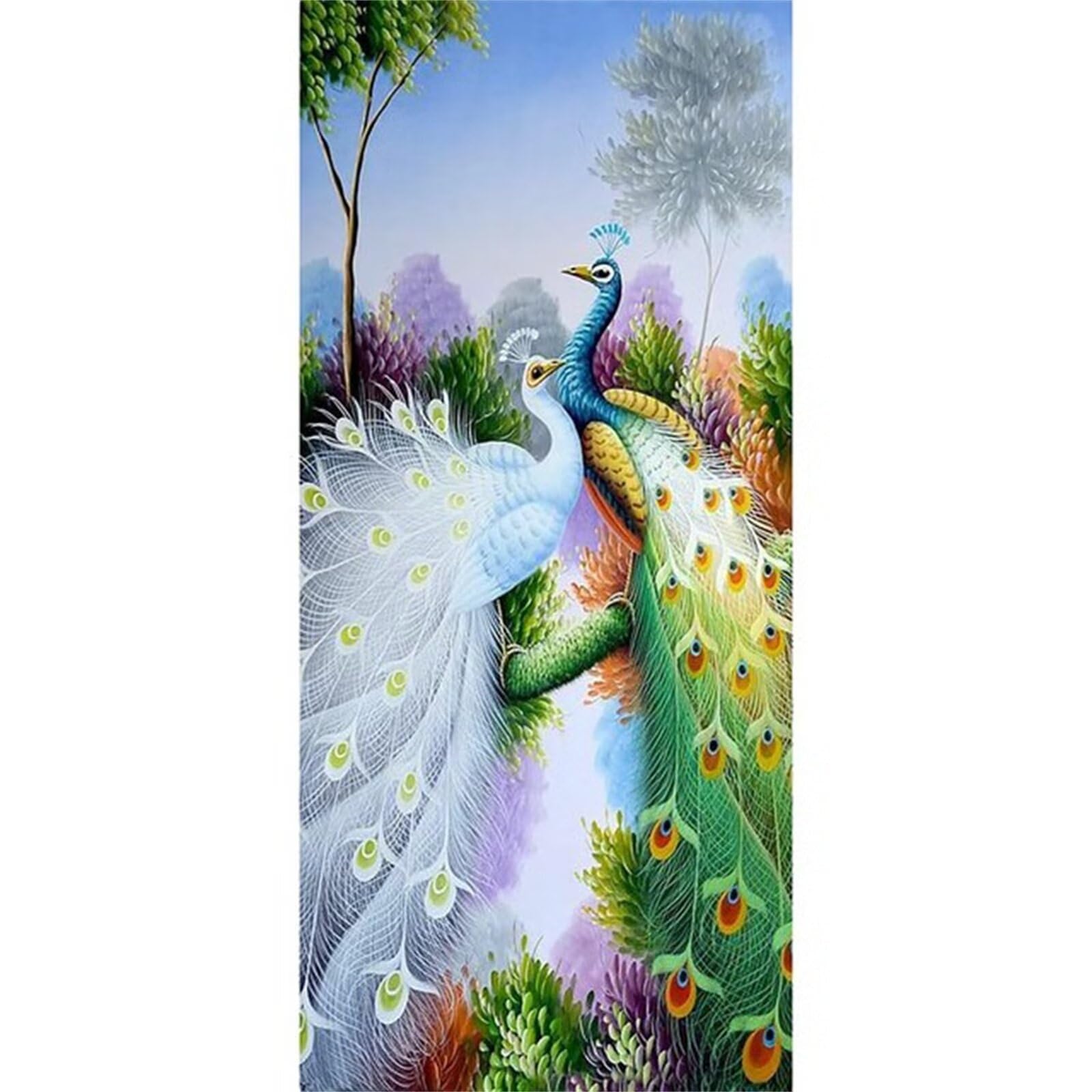 Grand peinture diamant adulte 5D contre le stress quotidien motif pivoines en paon DIY