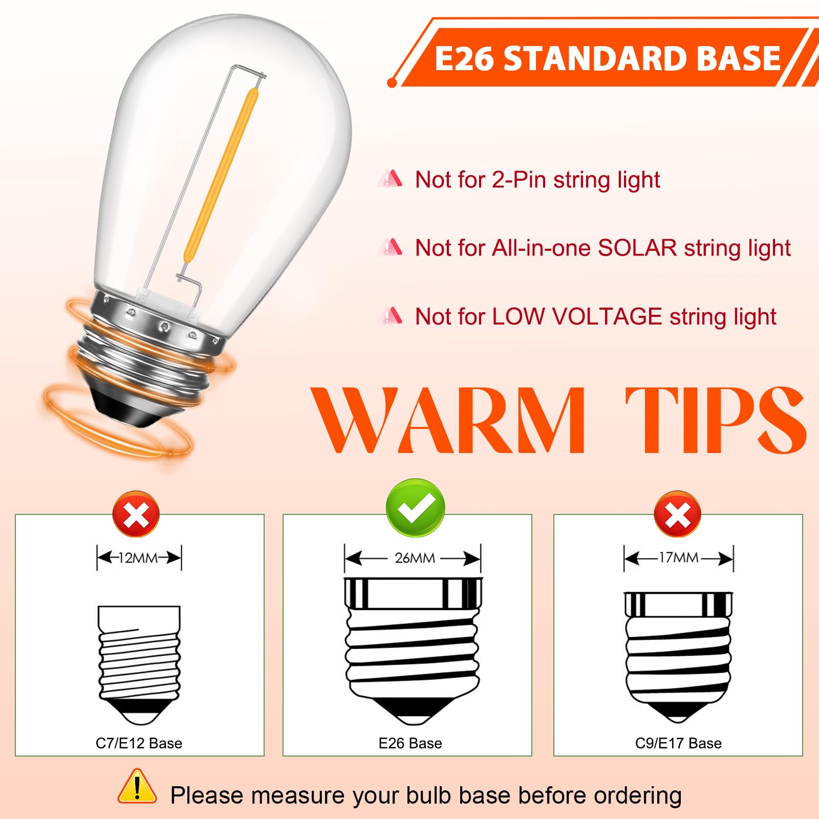 36 Pack S14 LED Bulbs for Outdoor String Lights Shatterproof Replacement Edison Bulbs for Patio String Lights Outdoor — view 4
