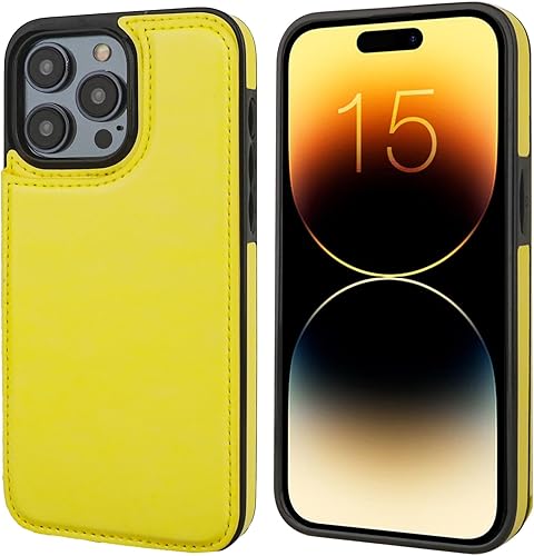 Miniatura 9 de Funda tipo cartera compatible con iPhone 15 Pro Max con soporte para tarjetas, funda de piel sintética con ranuras para tarjetas, doble cierre