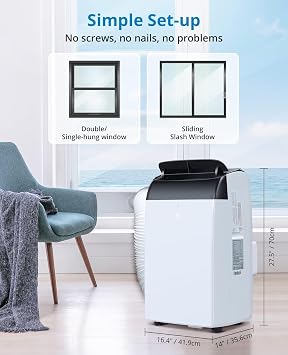 12000 BTU Portable Air Conditioners with Remote Control, 3-in-1 Free Standing Cooling AC Unit with Fan & Dehumidifier, Cools Room up to 550 sq.ft, Smart/Sleep Mode,3 Speed,24H Timer,Window Kit