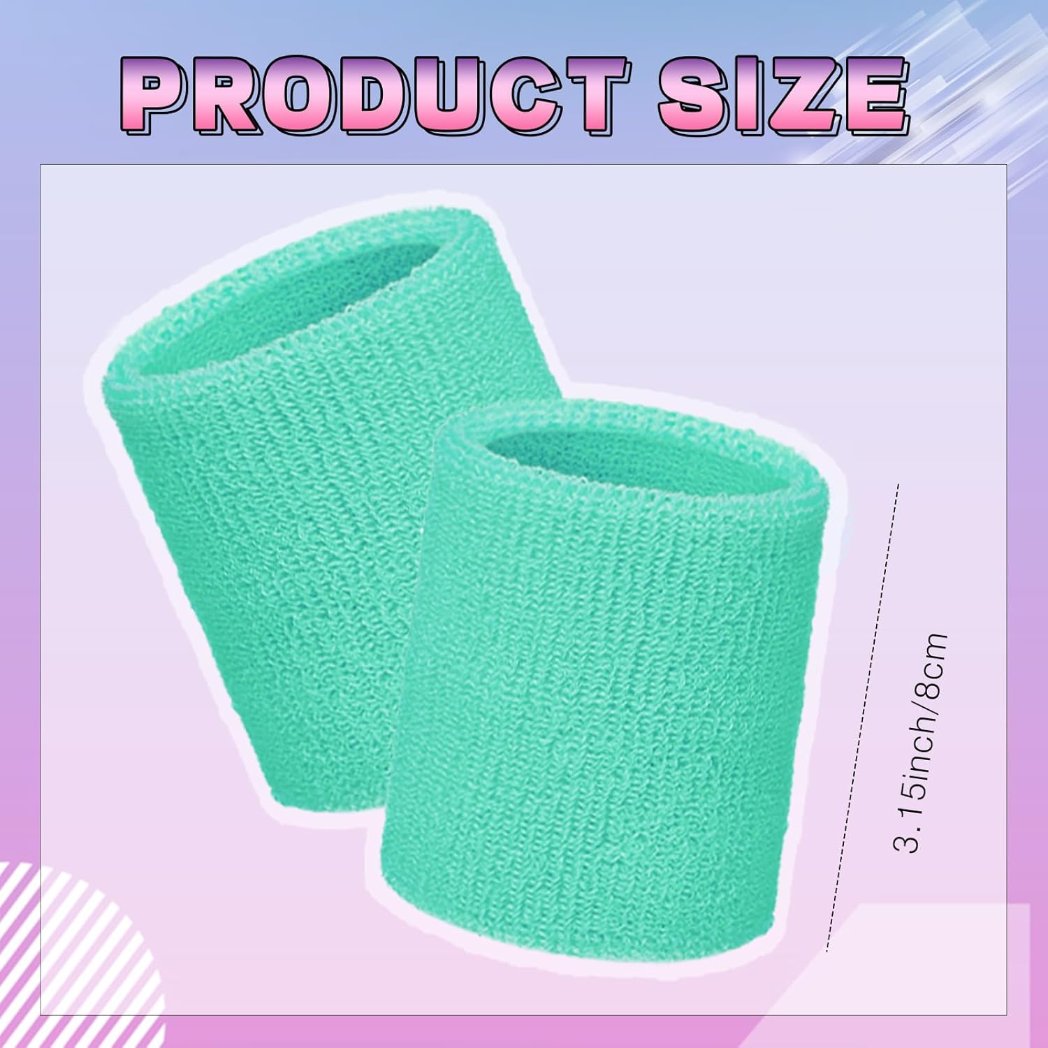 WILLBOND 8 Pack Wrist Sweatbands Sports Wristbands Tennis Sweatbands Neon 80s Thick Cotton Gymnastics Sweat Band International Sports Athletic Wristband for Men Women Party Supplies - Image 4