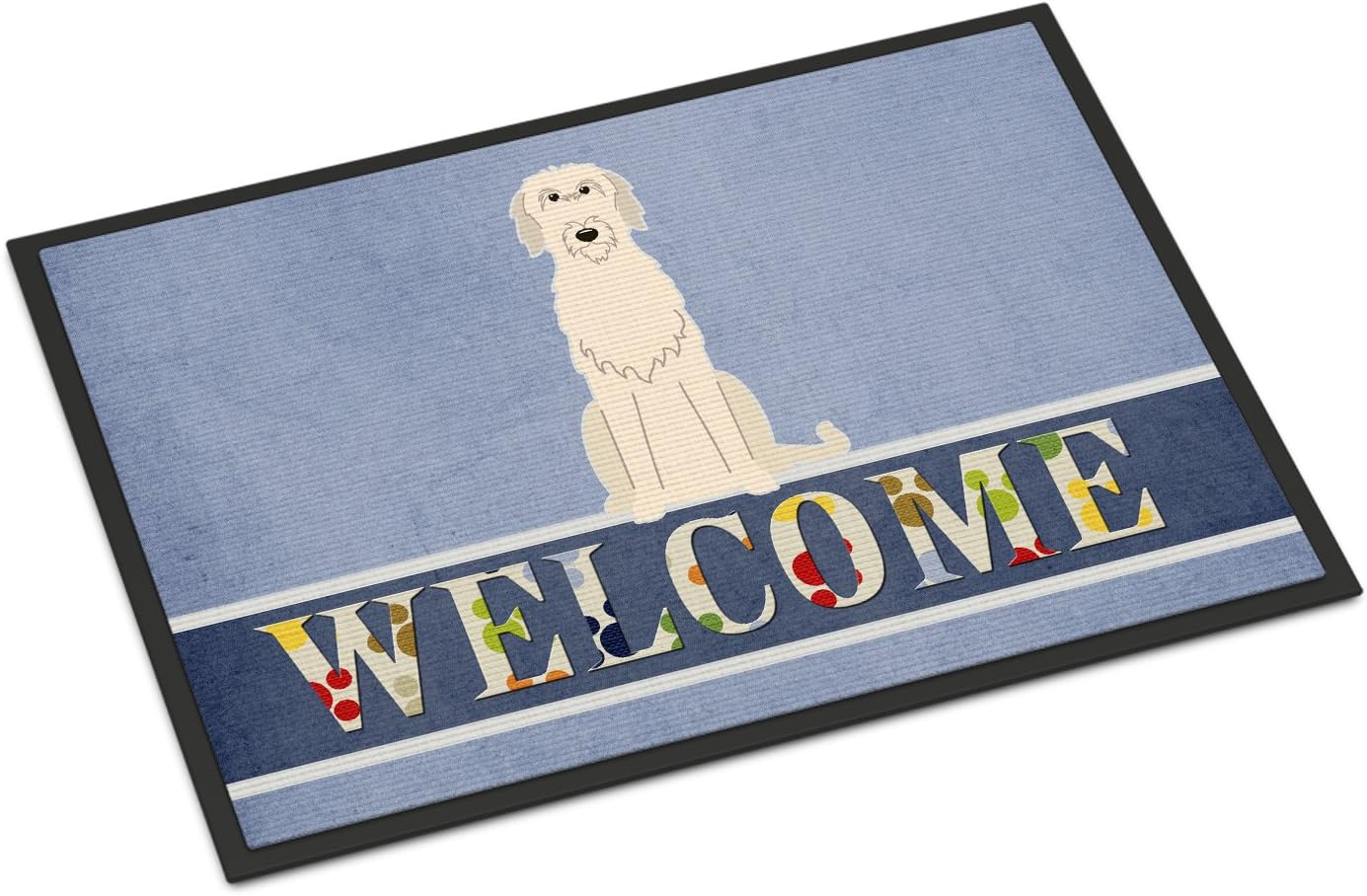 Caroline's Treasures BB5646MAT Irish Wolfhound Welcome Doormat 18x27 Front Door Mat Indoor Outdoor Rugs for Entryway, Non Slip Washable Low Pile, 18H X 27W