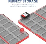 Wyngee 24-Card Game Card Case Compatible with Switch, Storage Box, Soft Case, Holds 24 Micro SD Memory Cards, Compatible with Switch Lite Models , Games Cartridges & Slot(Red