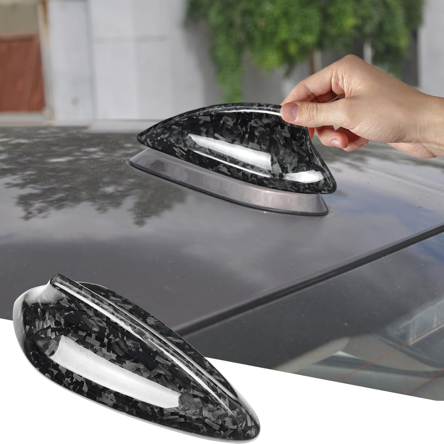 Replacement for Antenna Cover Shark Fin Trim Hood Forged Carbon Fiber Automotive Roof Aerials for BMW M2 M3 M4 M5 F20 F22 F30 F32 F35 F36 F82 F87 F90 G11 G12 G20 G30 G38(Black)