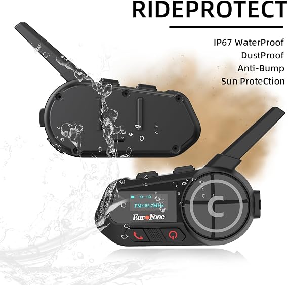 Motorcycle Bluetooth Headset,Motorcycle Bluetooth Intercom Communicaton System with LED Screen for 6 Riders Group Use On Charge/Voice Dial Universal Motorbike Communicator