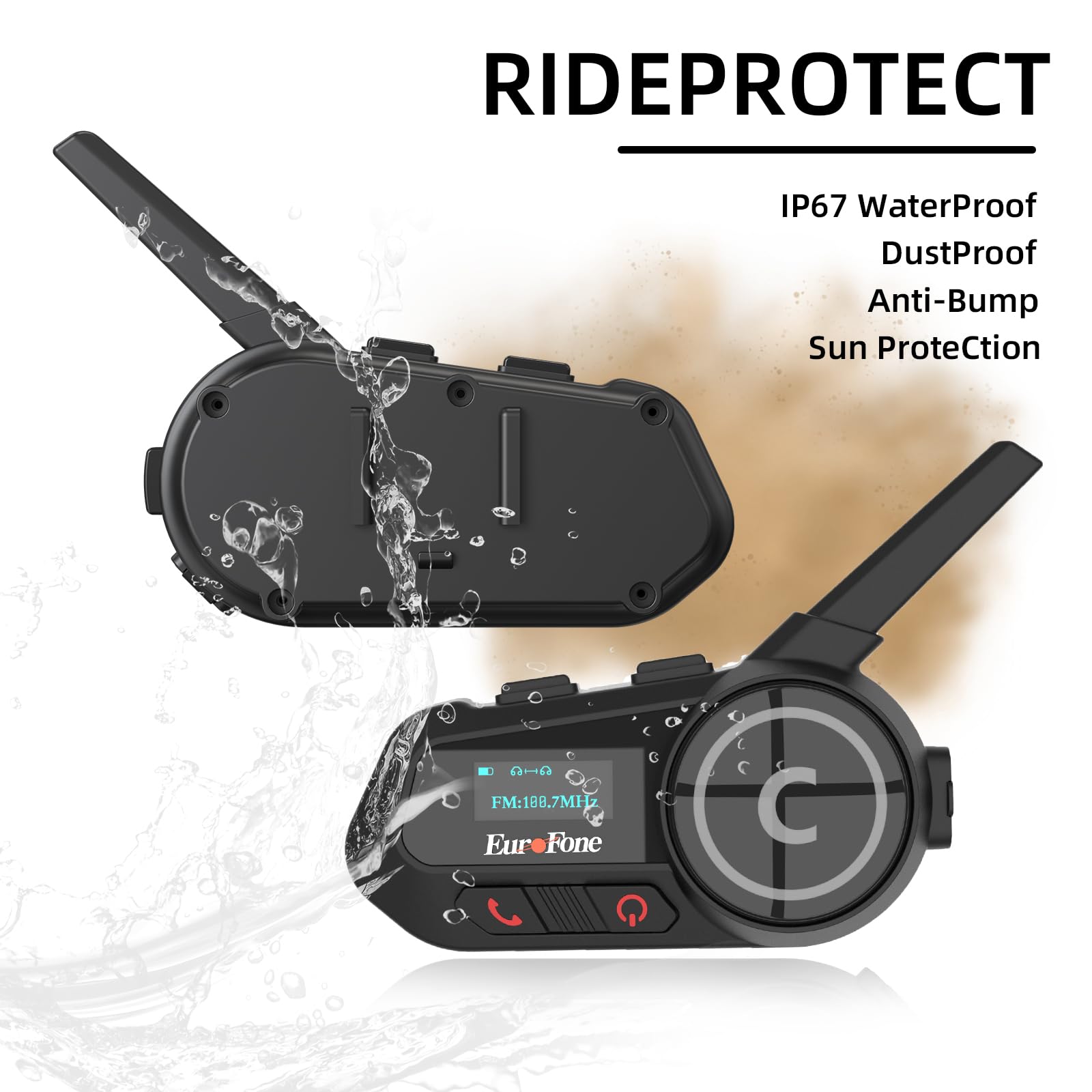 Auriculares Bluetooth para motocicleta, intercomunicador Bluetooth para motocicleta con pantalla LED para 6 pilotos, uso de carga/marcación de voz universal para motocicleta