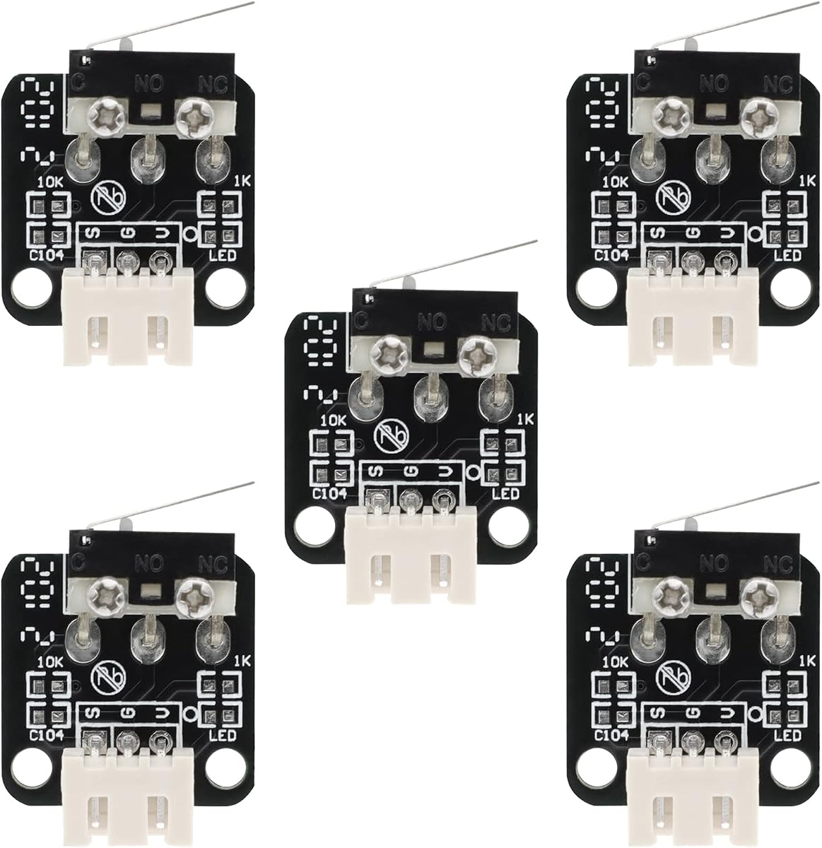 Interruptor de límite de parada final de pieza de impresora 3D, interruptor micro mecánico de 5 piezas de 3 pines compatible con CNC RAMPS 1.4 RepRap impresora 3D CR-10 10S, S4, S5, Ender 3/Ender 3 Pro/Ender 3 V2 de GUBCUB