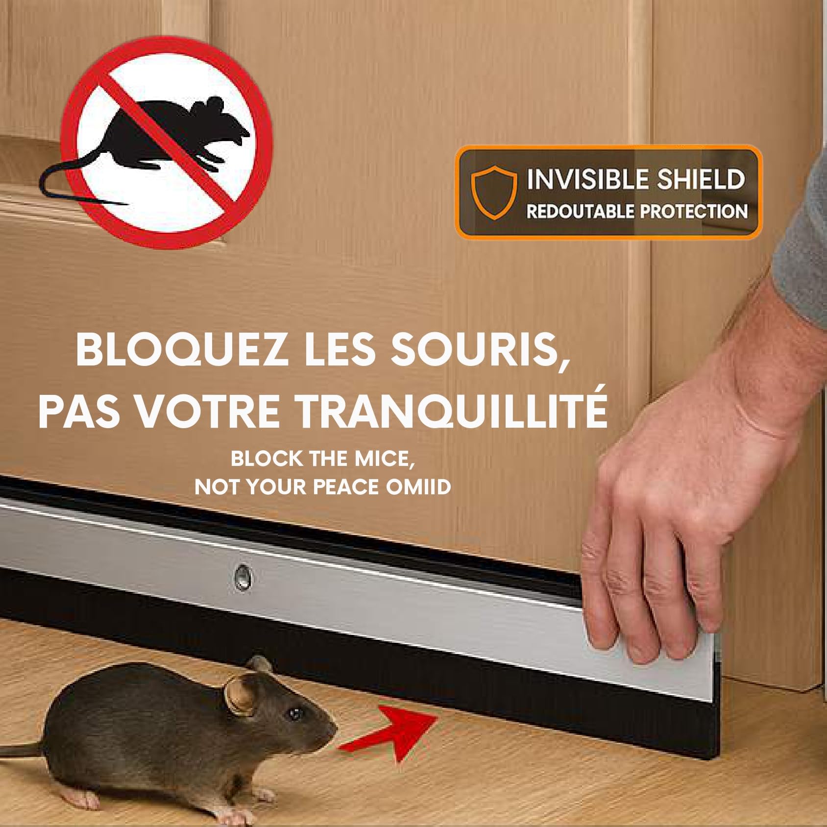 Ready-to-Use Bas de Porte Anti Rongeurs 1m – Aluminium + Joint Silicone 20mm – Protection Anti Souris et Rats – Plinthe Isolante Bas de Porte – Anti Froid, Vent et Insectes – Prêt à Poser