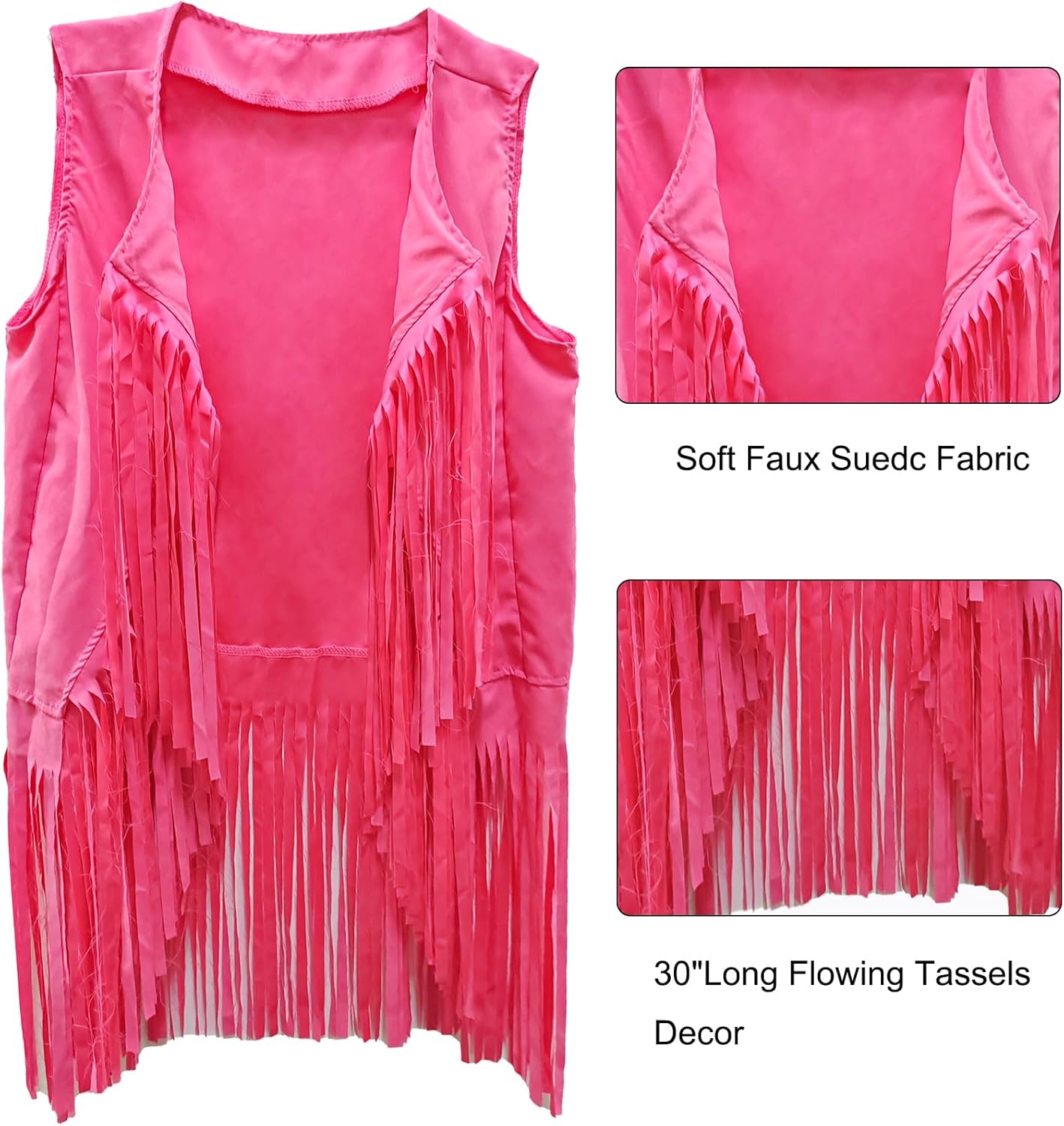 ATAMET 5 Pcs 60s 70s Hippie Costume Disco Outfits Fringe Vest Boho Bell Bottoms Peace Accessories Set Halloween for Women - Image 4