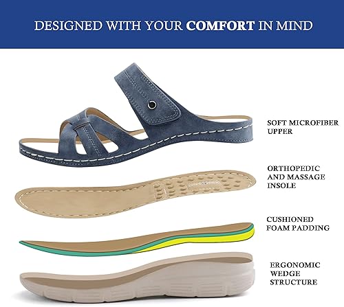 Miniatura 4 de Ortho+rest Sandalias ortopédicas cómodas para mujer, sandalias ortopédicas para caminar con soporte de arco