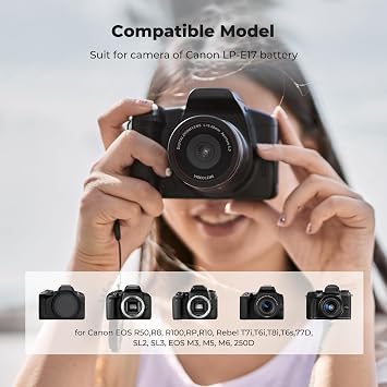 K&F CONCEPT LP-E17 Battery and Dual USB Charger for Canon EOS R100 R8 R50 RP R10, Rebel T8i, T7i, T6i, T6s, SL2, SL3, EOS M3, M5, M6, EOS 200D, 77D, 750D, 760D, 800D, 8000D