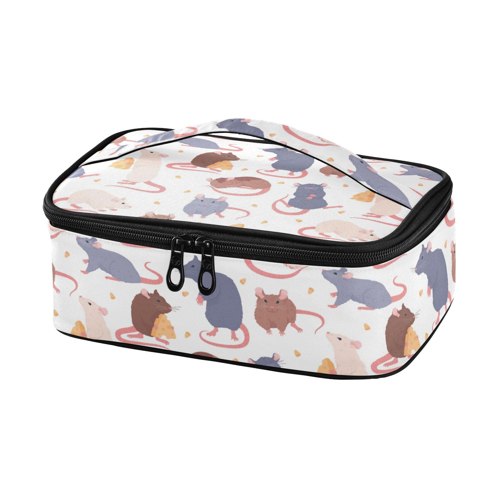 IHCVHQX Kids Lunch Bag for Boys Girls Cute Rat Cheese Insulated Lunch Box Women Men Cooler Thermal Meal Tote Kit for School Office Picnic