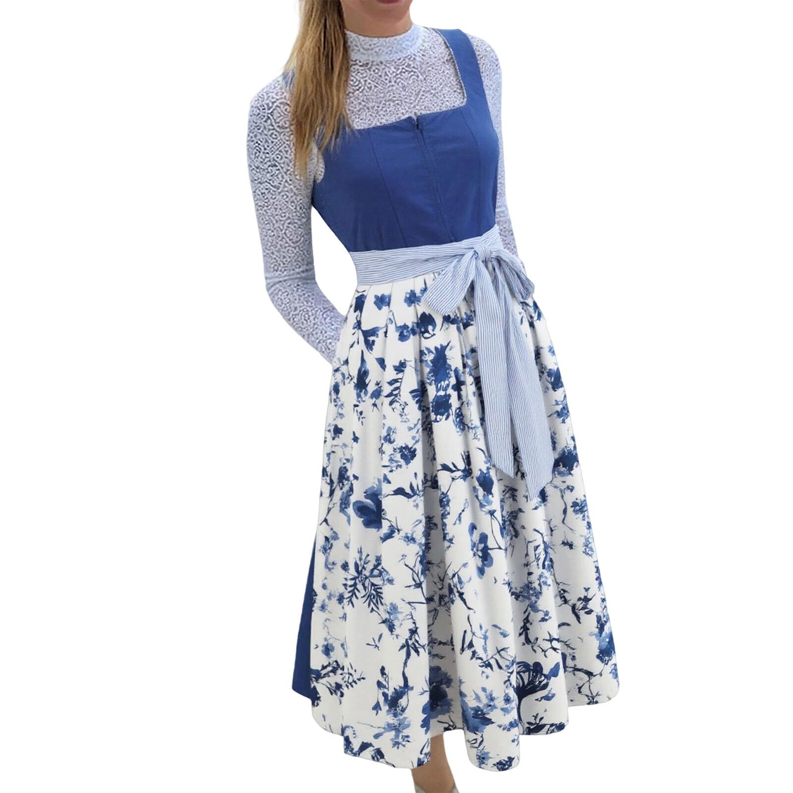 Dirndl Damen Midi Trachtenrock 70 cm Lang Diendl Komplettset Kurz Modern Dirndlkleid Grosse Grössen Maxi Kostüm Oktoberfest Outfit Dindl Kaufen Hochgeschlossen