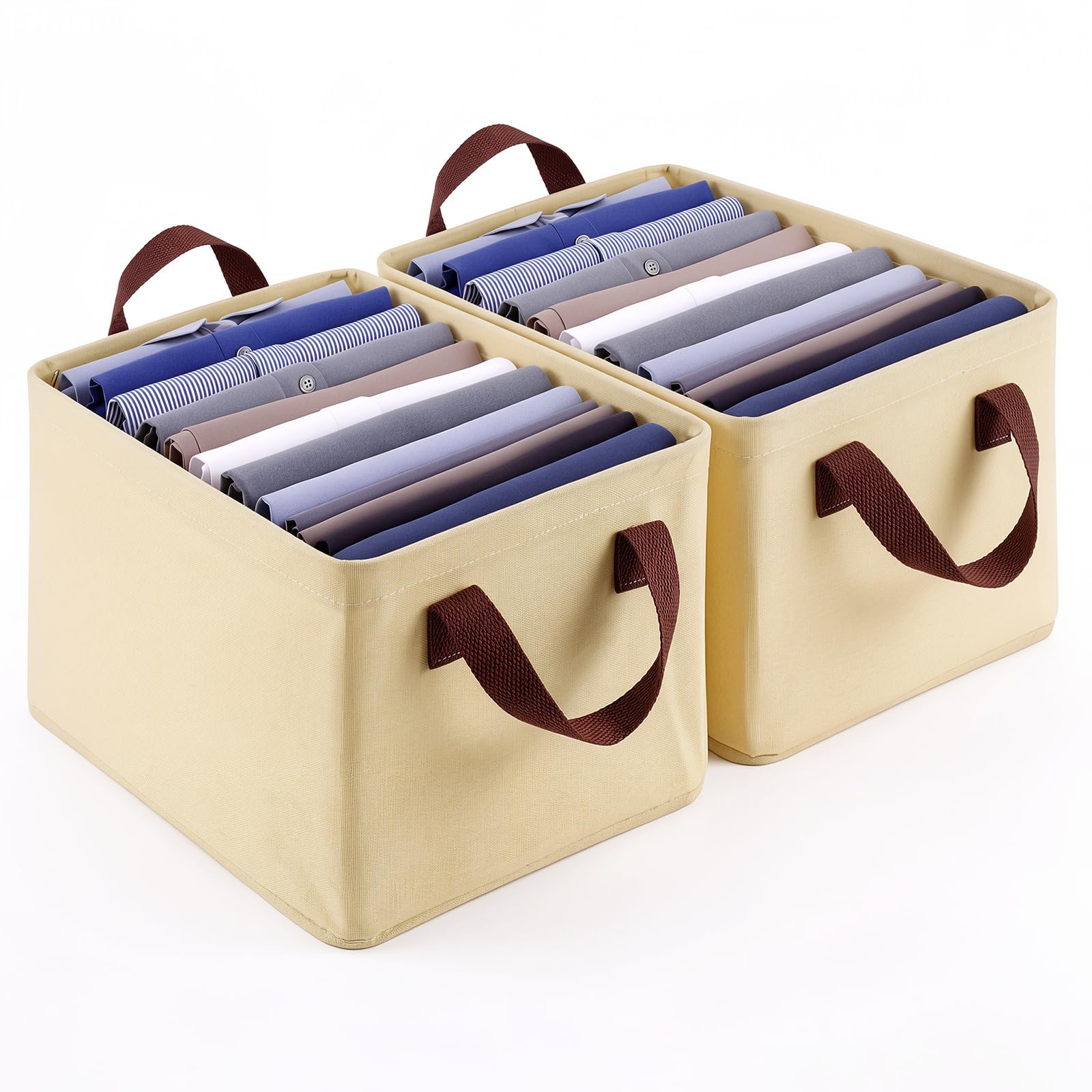 2 Pack Storage Baskets for Shelves, Closet Organizers and Storage, Beige