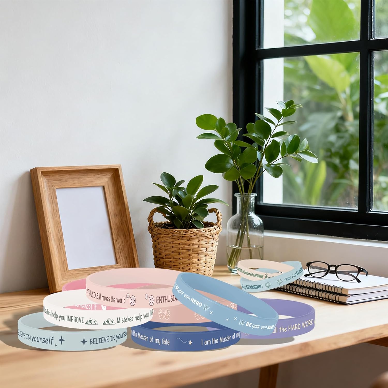 20/40/60/100 Inspirational Rubber Bracelets, Motivational Wristbands, Stretch Affirmation Bands for School, Christmas Gifts -20 Styles - Image 8