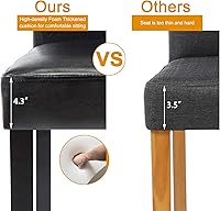 Vista 4 de DAGONHIL Dining Chairs Set of 2 PU Leather Dining Room Chairs, Armless Upholstered Kitchen Chair with Black Solid Wood Legs, Black