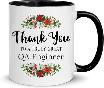 DesiDD QA Engineer Appreciation Gifts, Thank You Gifts for Men Women, A Truly Great Mug, Birthday Christmas Software Quality Assurance Staff Manager Department, Black Accent Coffee Cup