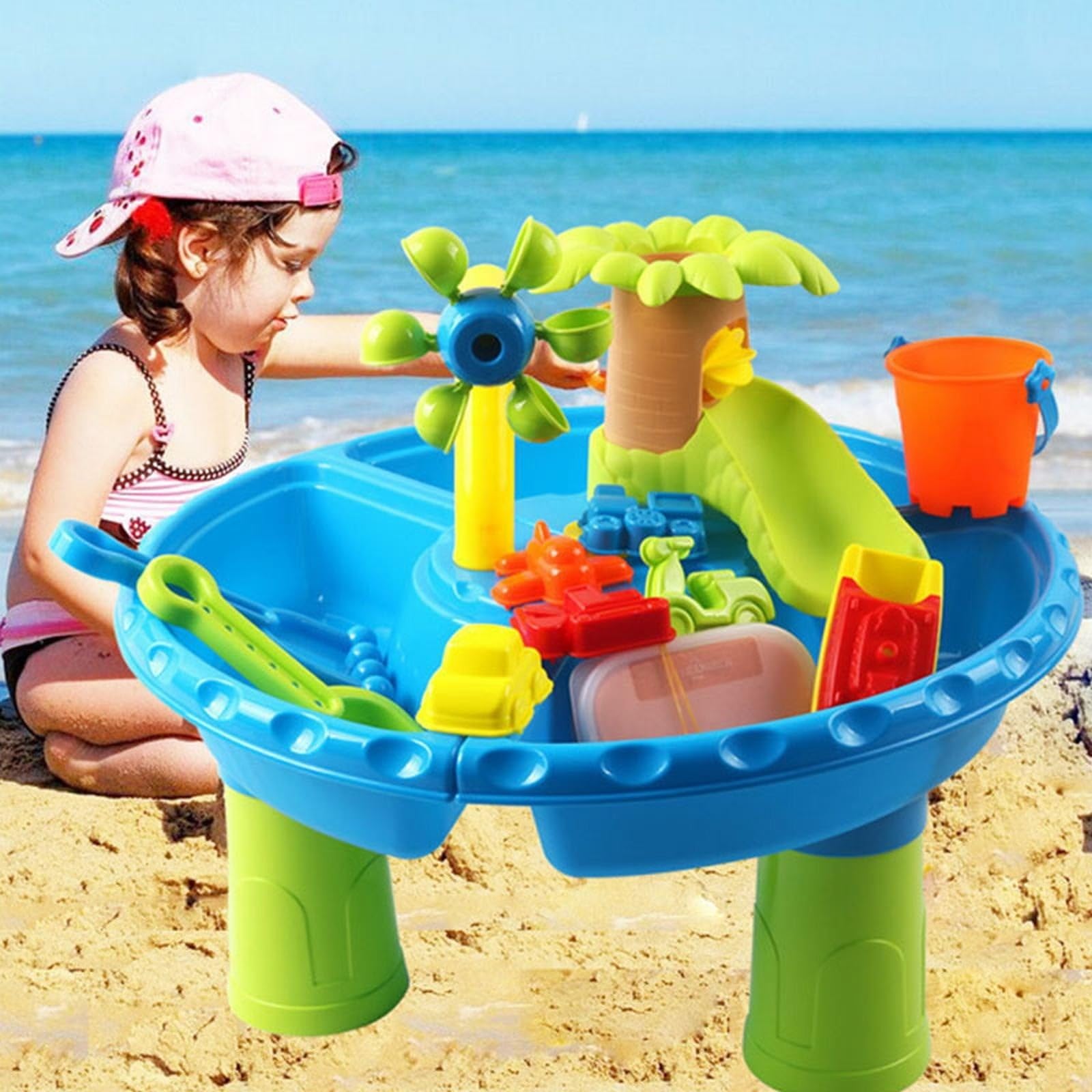 Sand Wassertische für Kinde, WasserSpielzeug für Kinde, Regenschauer, Planschbecken, Wassertisch Kleinkinder von 3–5 Jahren, Sport, Outdoor Sandschaufeln Outdoorspielzeuge (White, One Size)