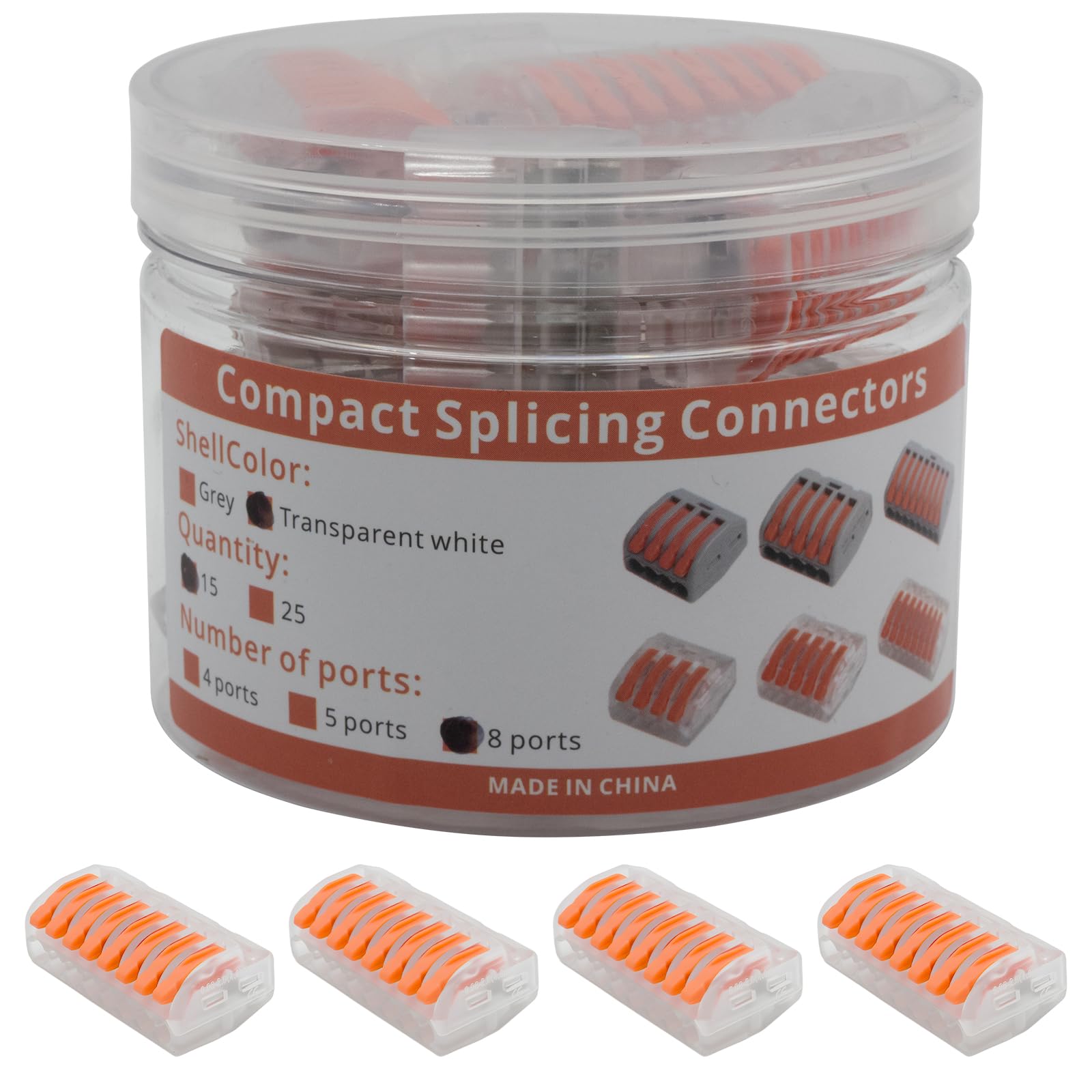 YQSIYU 8 Port Lever Wire Connector, for 28-12AWG Solid and Flexible Wires, 28-12AWG Electrical Connectors, Easy Wire Connectors in Transparent White