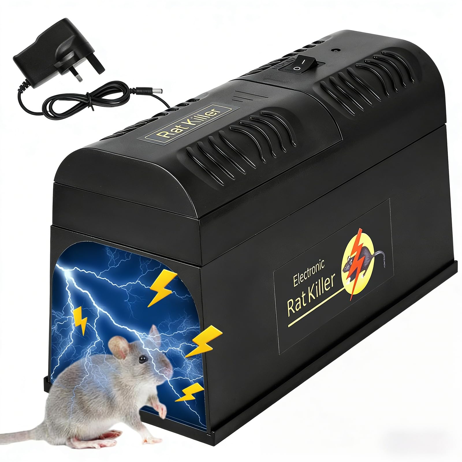 Electric Rat Trap - 8000V High Voltage Mouse Traps That Kill Instantly, Humane Automatic Reusable Rodent Killer for Indoor Pest Control in Home, Kitchen, Garage, Warehouse