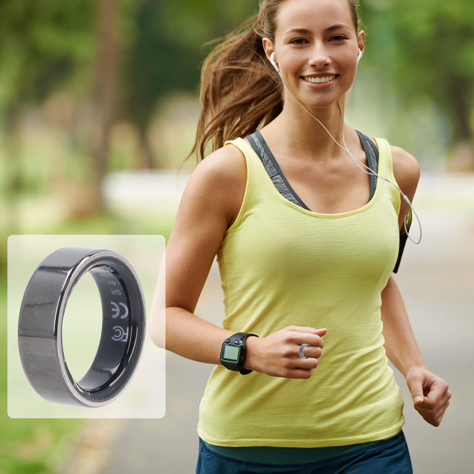 Monitor de Salud con Anillo Inteligente, Rastreador de Sueño y Actividad Física Anillo Inteligente de Acero Inoxidable y Cerámica de óxido de Circonio Diseño de Caja de Carga