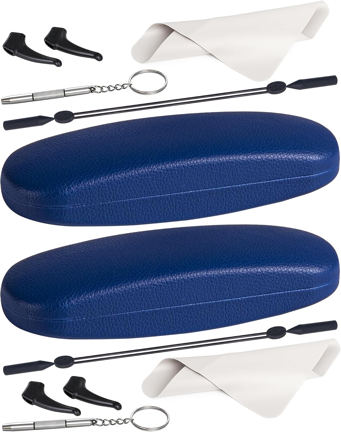 RayLove Glasses Case Kit, Glasses Case Hard Shell for Women Men, PU Leather Eyeglass Case with Accessories Fits Most Glasses