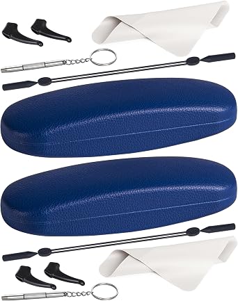 RayLove Glasses Case Kit, Glasses Case Hard Shell for Women Men, PU Leather Eyeglass Case with Accessories Fits Most Glasses