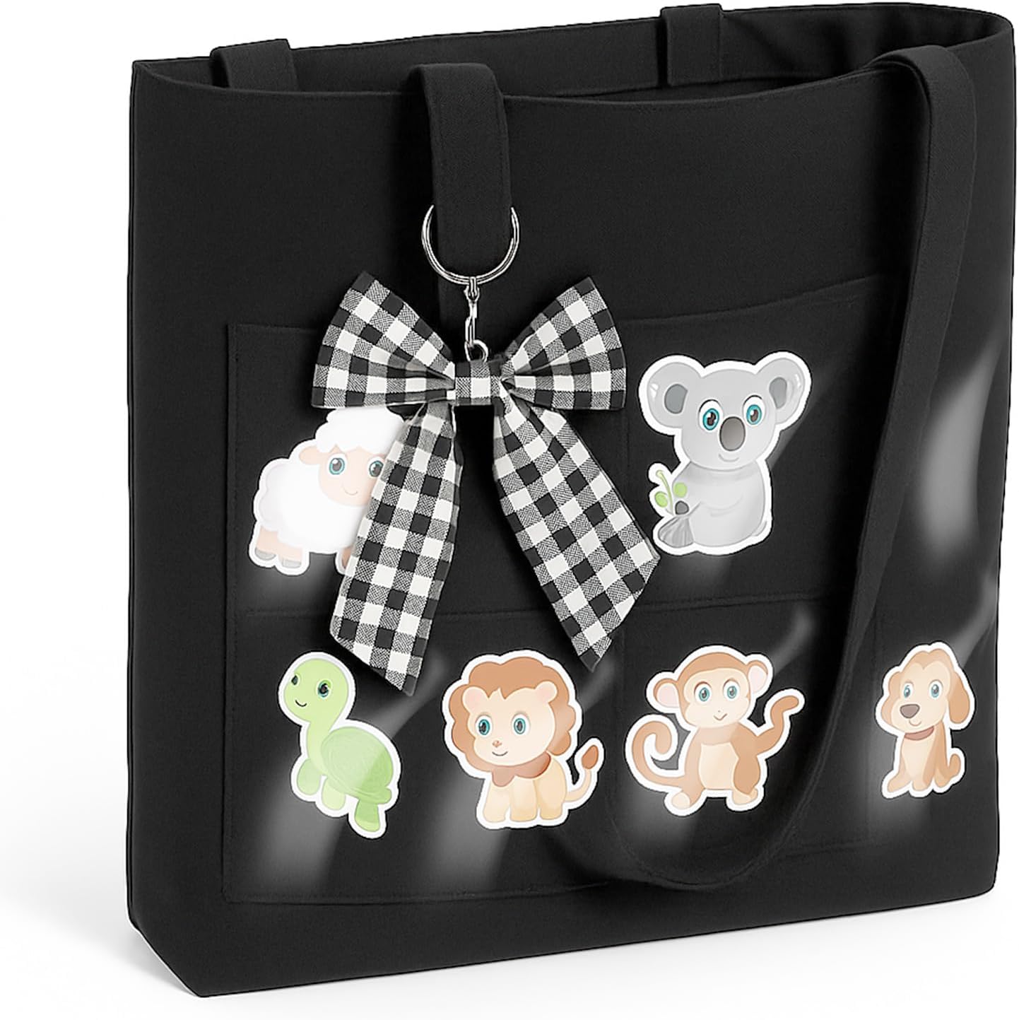 Eccliy 8 Grid Figure Tote Bag Clear Figure Display Bag with Bowknot Portable Display Case for Small Doll