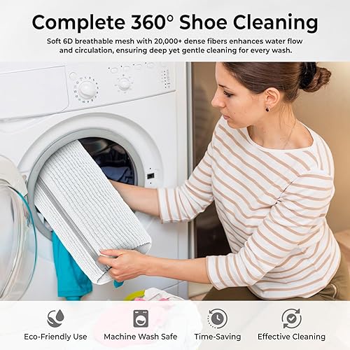 Miniatura 6 de 2 bolsas para lavadora de zapatos con par de árboles de zapatos y 4 bolas desodorantes, bolsa reutilizable con cremallera duradera para lavado de