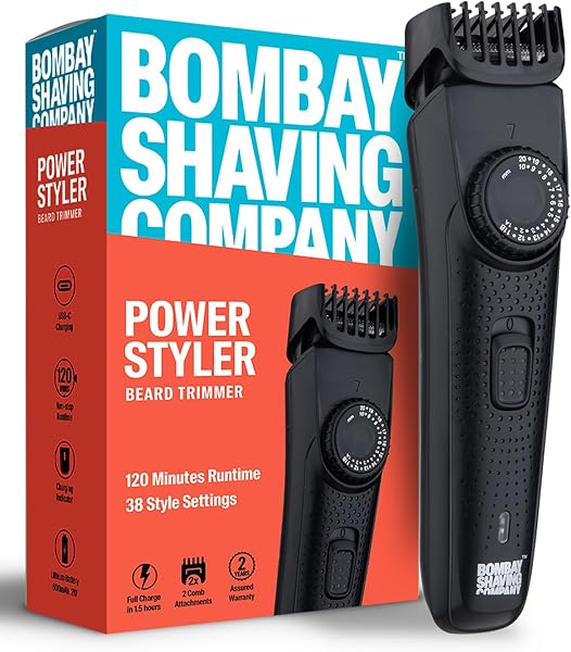Bombay Shaving Company Beard Trimmer For Men | Beard Trimmer for Man | Hair Trimmer for Man | Type C, 120 Min Runtime, 3