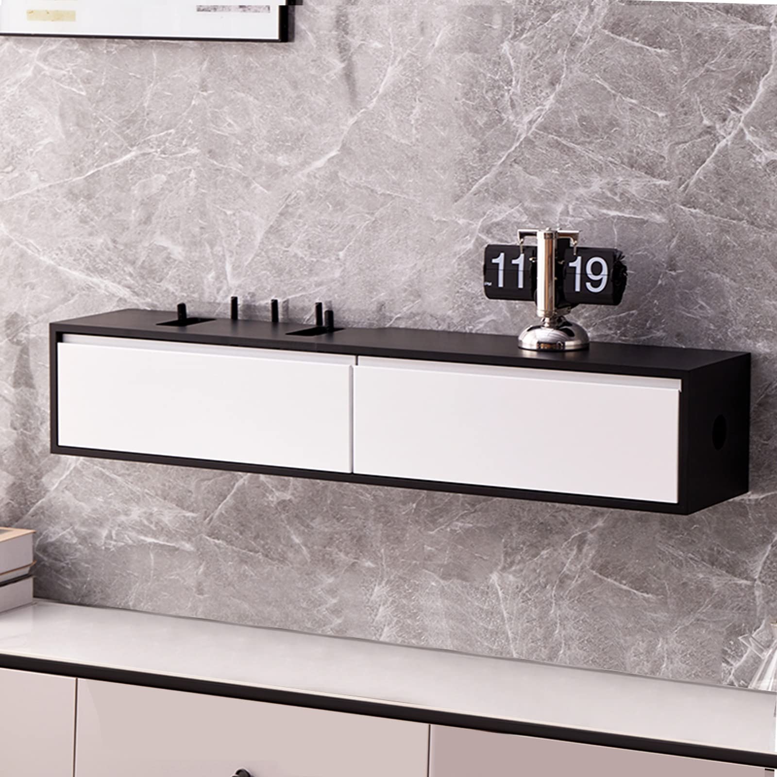 Soporte flotante para TV montado en la pared de 31.4/39.3 pulgadas, soporte para almacenamiento multimedia, montaje libre, estante decorativo de 80 cm