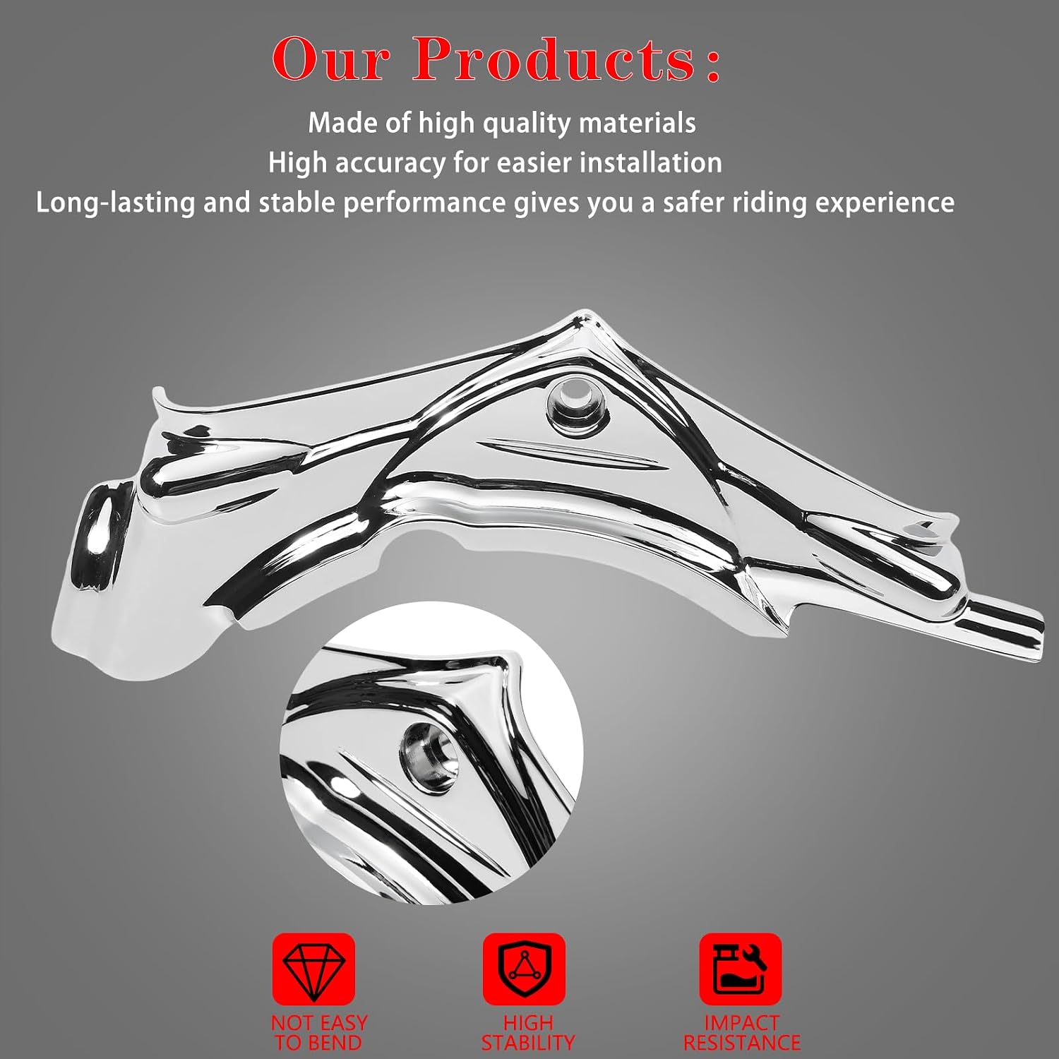 Motorcycle Cylinder Base Side Covers Fit for Touring Road King Road Street Electra Glide 2007-2016 Dyna Fat Bob Low Rider Super Glide 2006-2017 （Chrome）