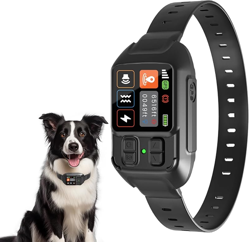 Sistema inalámbrico de cerca para collar de perro con GPS, cerca eléctrica invisible para perros | Rango ajustable 49-6561 pies, diseño recargable impermeable IPX7, collar de perro GPS tiene 2 modos circular y valla de forma libre